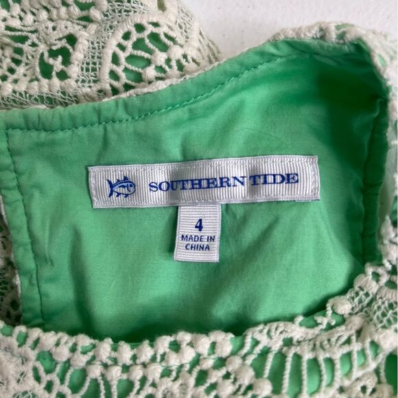 Southern Tide Sawyer Lace Sheath Dress Starboard Green Cream Sleeveless Women 4 - Picture 9 of 15